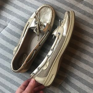 Sperry  angelfish boat shoe gold leather 8.5